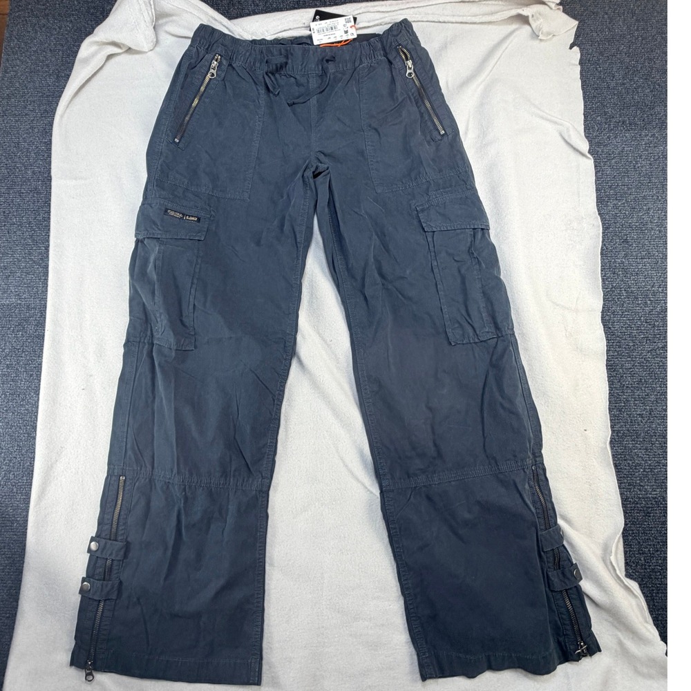 Superdry Vintage‎ Loose Elastic Zip Hem Y2k Cargo Pants EclipseNavy Blue Mens 30